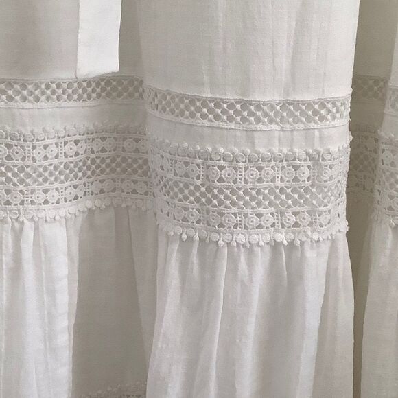 TALBOTS WHITE FULLY LINED COTTON 100% EYELET MIDI SLEEVELESS DRESS SIZE … - Picture 7 of 15